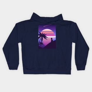 Synthwave Space Sunset Kids Hoodie